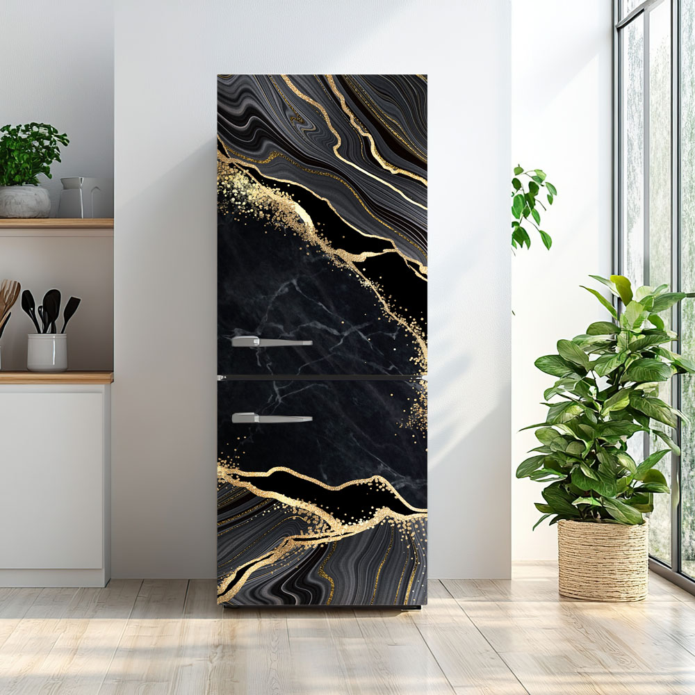 Αυτοκόλλητο ψυγείου BLACK AND GOLD MARBLE