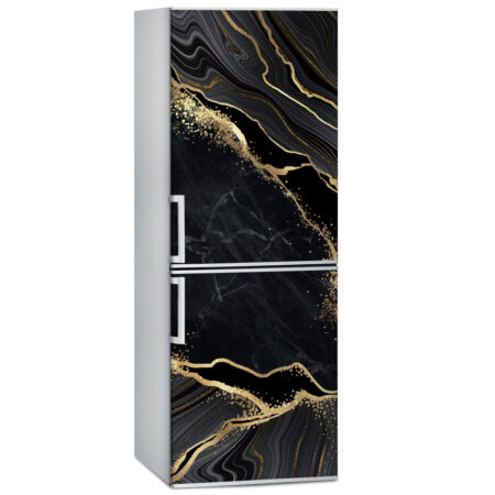Αυτοκόλλητο ψυγείου BLACK AND GOLD MARBLE - Απομιμηση υλικων