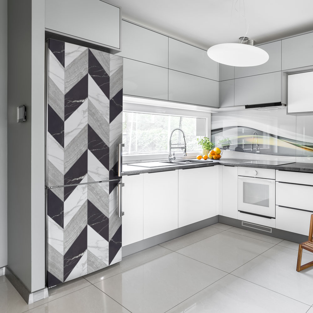 Αυτοκόλλητο ψυγείου BLACK AND WHITE MARBLE GEOMETRICAL