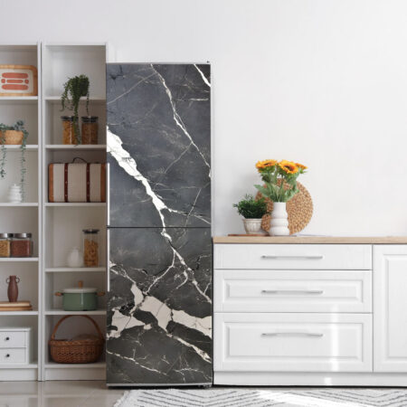 Αυτοκόλλητο ψυγείου BLACK AND WHITE MARBLE - Απομιμηση υλικων Sticky 1