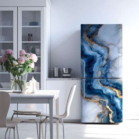 Αυτοκόλλητο ψυγείου BLUE AND GOLD MARBLE - Απομιμηση υλικων Sticky 1