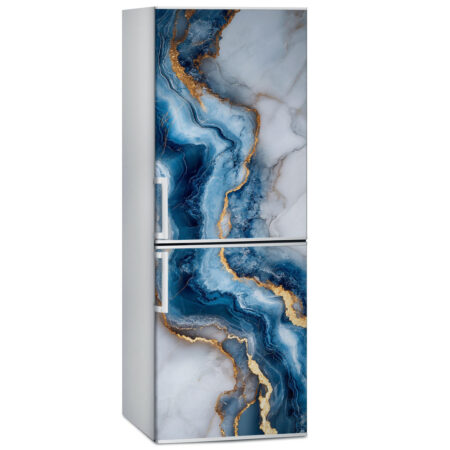 Αυτοκόλλητο ψυγείου BLUE AND GOLD MARBLE - Απομιμηση υλικων