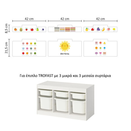 Αυτοκόλλητα για Κουτιά Αποθήκευσης Trofast CUTE EDUCATIONAL - Αυτοκόλλητα για κουτιά IKEA TROFAST Sticky 8