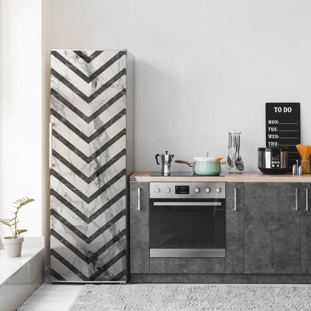 Αυτοκόλλητο ψυγείου GEOMETRIC BLACK AND WHITE MARBLE