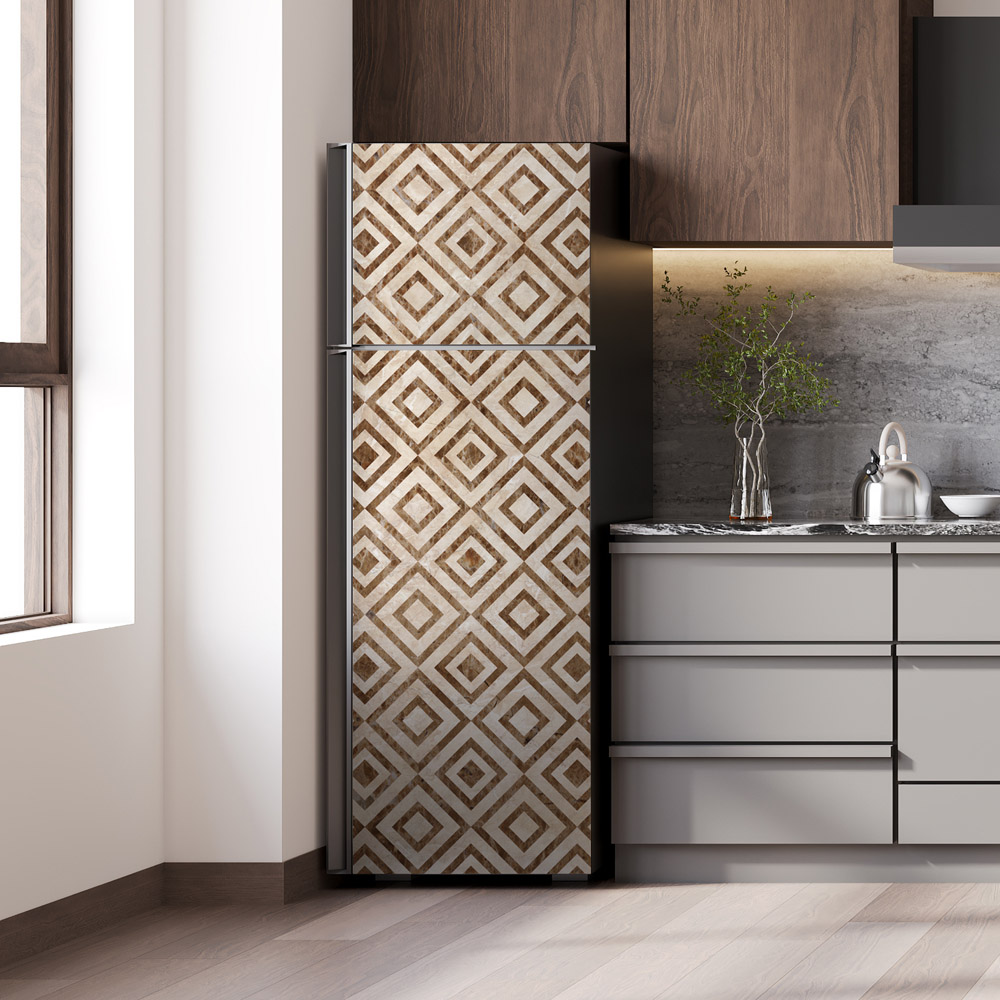 Αυτοκόλλητο ψυγείου GEOMETRIC BROWN MARBLE