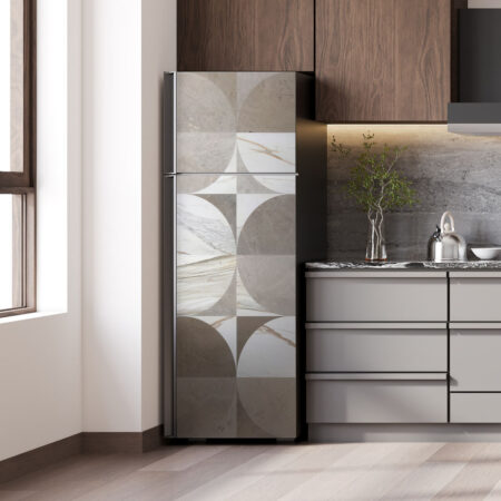 Αυτοκόλλητο ψυγείου MARBLE BEIGE CIRCLES GEOMETRICAL - Απομιμηση υλικων Sticky 1