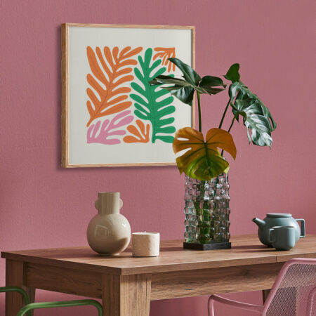 Πόστερ MATISSE STYLE TROPICAL GREEN ORANGE AND PINK LEAVES - Abstract - Αφηρημένα