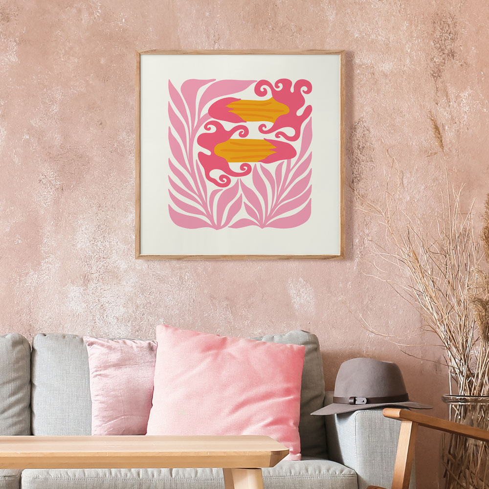 Πόστερ MATISSE STYLE TROPICAL ORANGE AND PINK FLOWERS