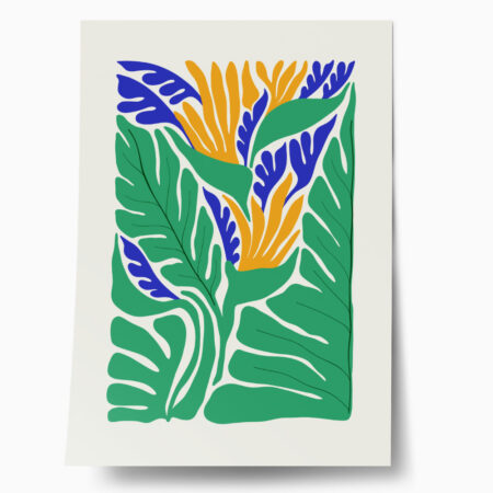Πόστερ MATISSE STYLE TROPICAL ORANGE BLUE AND GREEN PLANTS - Abstract - Αφηρημένα Sticky 1