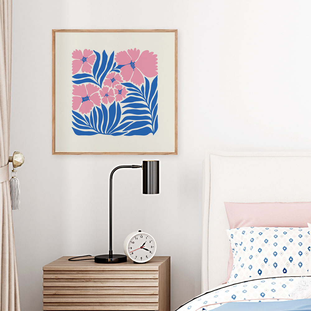 Πόστερ MATISSE STYLE TROPICAL PINK AND BLUE FLOWERS