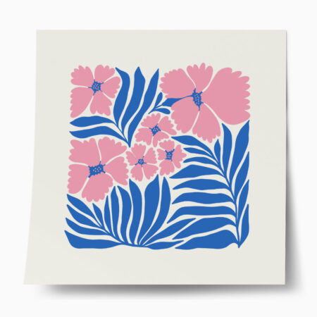 Πόστερ MATISSE STYLE TROPICAL PINK AND BLUE FLOWERS - Botanical - Λουλούδια Sticky 1