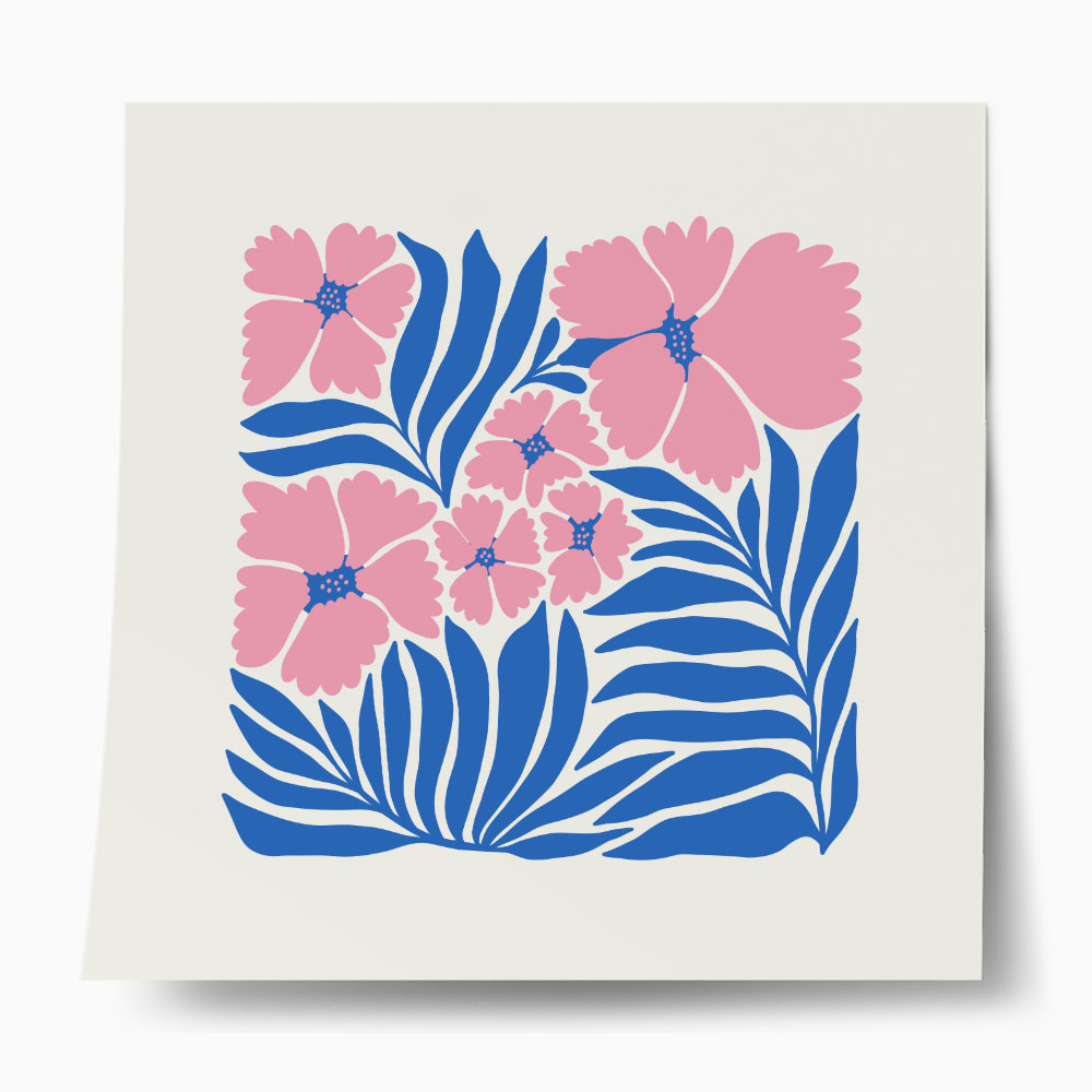 Πόστερ MATISSE STYLE TROPICAL PINK AND BLUE FLOWERS