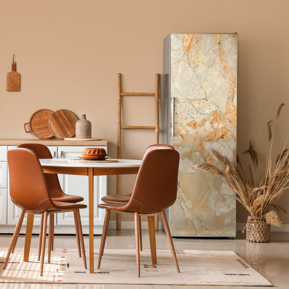 Αυτοκόλλητο ψυγείου ORANGE AND BEIGE MARBLE