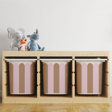 Αυτοκόλλητα για Κουτιά Αποθήκευσης Trofast PINK AND BROWN STRIPES - Αυτοκόλλητα για κουτιά IKEA TROFAST Sticky 4