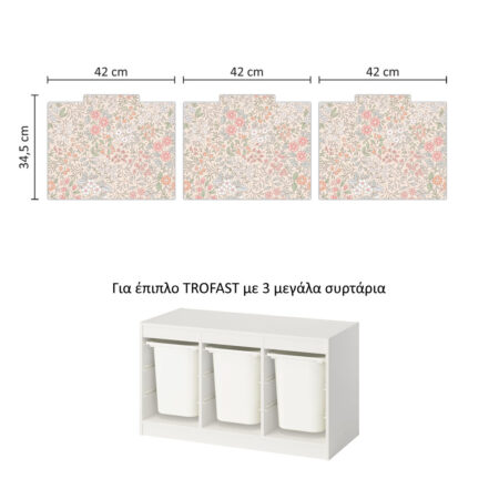 Αυτοκόλλητα για Κουτιά Αποθήκευσης Trofast PINK FLORAL - Αυτοκόλλητα για κουτιά IKEA TROFAST Sticky 9