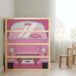 Αυτοκολλητα Επίπλων για Κρεβάτι KURA PINK VINTAGE CAR