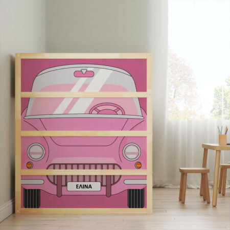 Αυτοκολλητα Επίπλων για Κρεβάτι KURA PINK VINTAGE CAR - Αυτοκόλλητα για κρεβάτια IKEA KURA Sticky 2