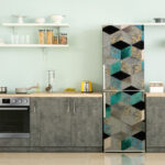 Αυτοκόλλητο ψυγείου TURQUOISE AND GREY GEOMETRIC