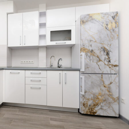 Αυτοκόλλητο ψυγείου WHITE AND GOLD MARBLE - Απομιμηση υλικων Sticky 1