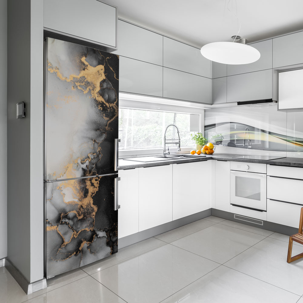 Αυτοκόλλητο ψυγείου WHITE BLACK GOLD MARBLE