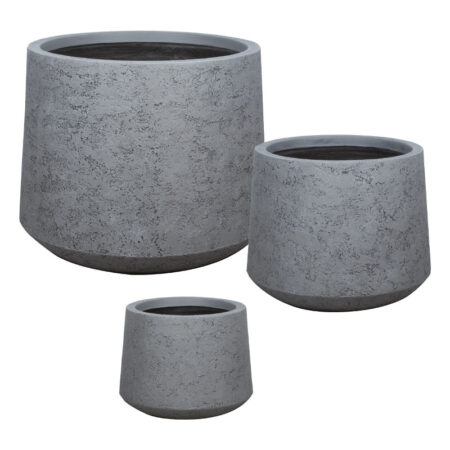 ΚΑΣΠΩ FIBERCLAY ΣΕΤ/3 ΓΚΡΙ ΤΣΙΜΕΝΤΟΥ ΚΩΝΙΚΟ ΚΟΝΤΟ - S:Φ30x24, M:Φ41x33, L:Φ55x44cm 20/ΠΑΛ - Κασπω