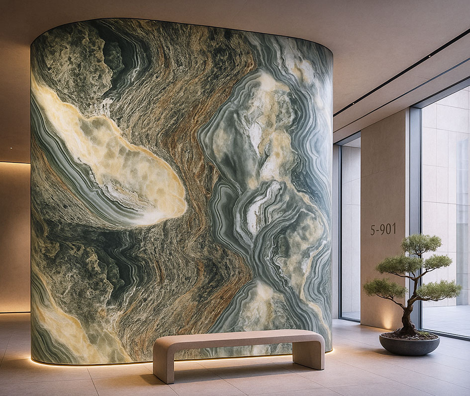 PVC Panel τοιχου 122cm x 280cm x 2,8mm ONYX GREEN 901