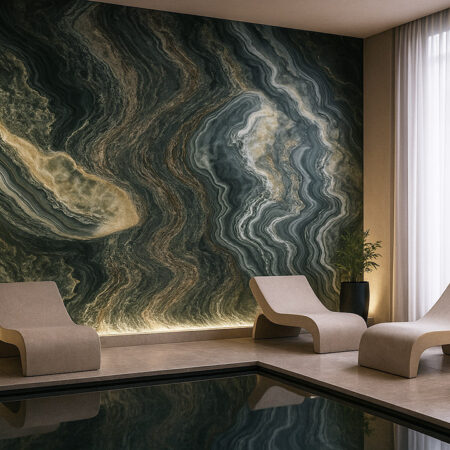 PVC Panel τοιχου 122cm x 280cm x 2,8mm ONYX GREEN 901 -  Sticky 3