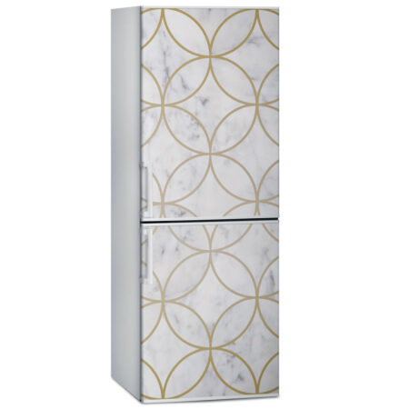 Αυτοκόλλητο ψυγείου BEIGE CIRCLES GEOMETRICAL MARBLE - Απομιμηση υλικων