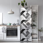 Αυτοκόλλητο ψυγείου BLACK AND WHITE MARBLE GEOMETRICAL 2