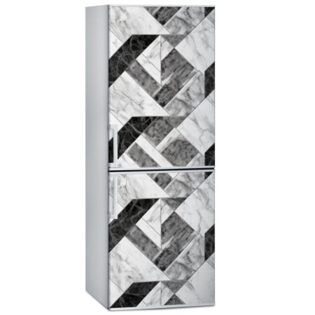 Αυτοκόλλητο ψυγείου BLACK AND WHITE MARBLE GEOMETRICAL 2 - Απομιμηση υλικων