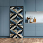 Αυτοκόλλητο ψυγείου BLUE AND BEIGE GEOMETRICAL MARBLE