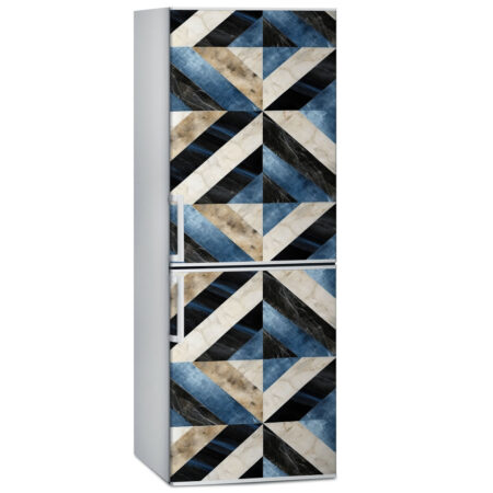 Αυτοκόλλητο ψυγείου BLUE AND BEIGE GEOMETRICAL MARBLE - Απομιμηση υλικων