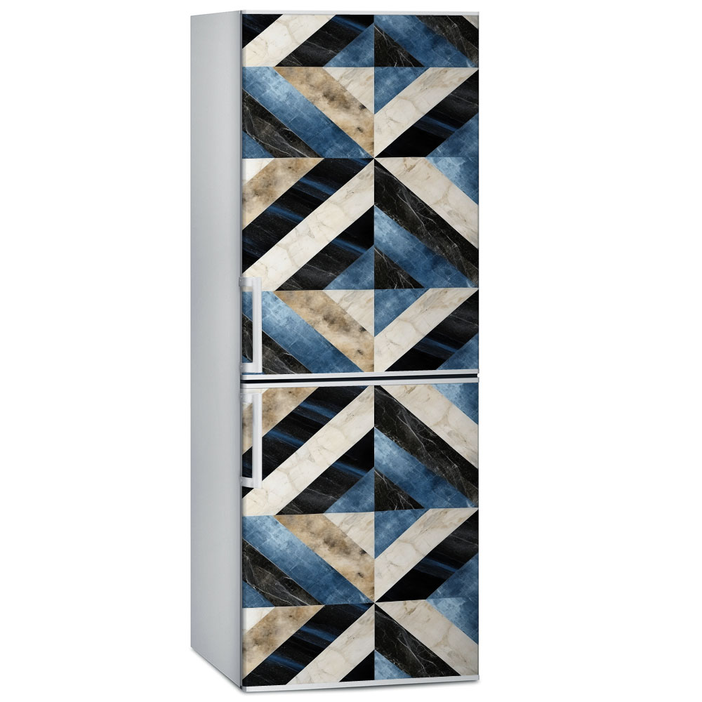 Αυτοκόλλητο ψυγείου BLUE AND BEIGE GEOMETRICAL MARBLE