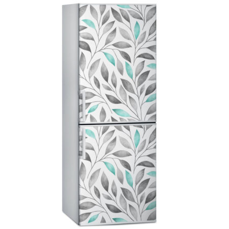 Αυτοκόλλητο ψυγείου FLORAL GREY AND BLUE LEAVES - Floral