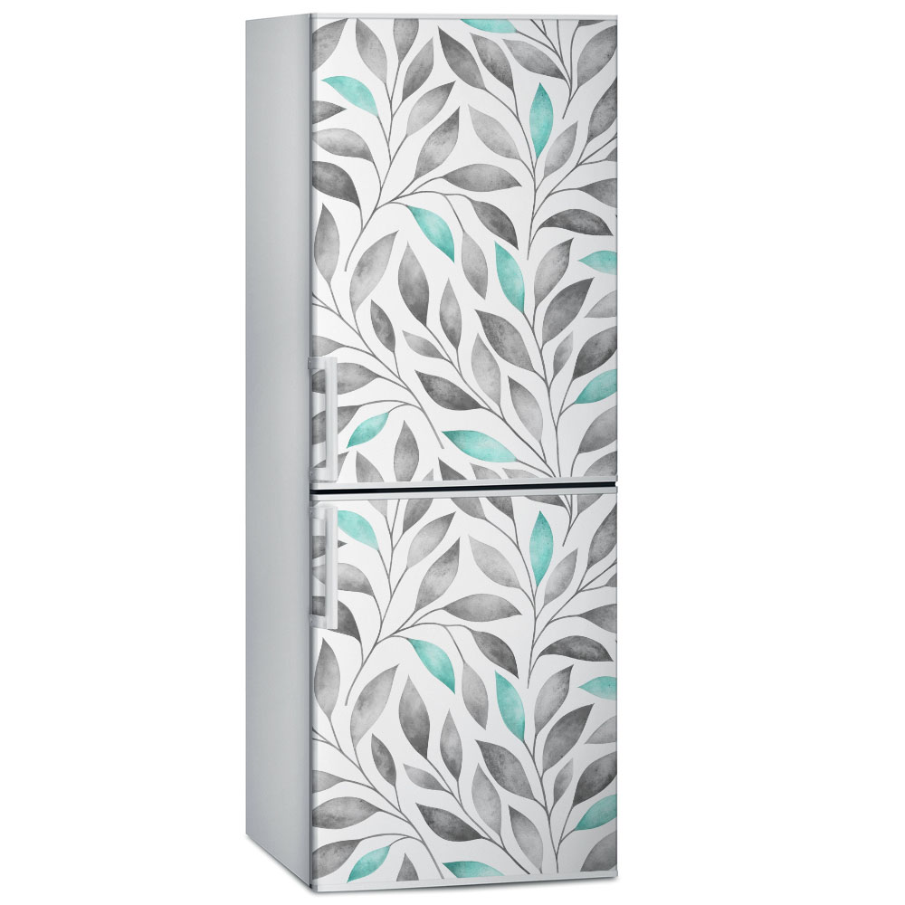 Αυτοκόλλητο ψυγείου FLORAL GREY AND BLUE LEAVES