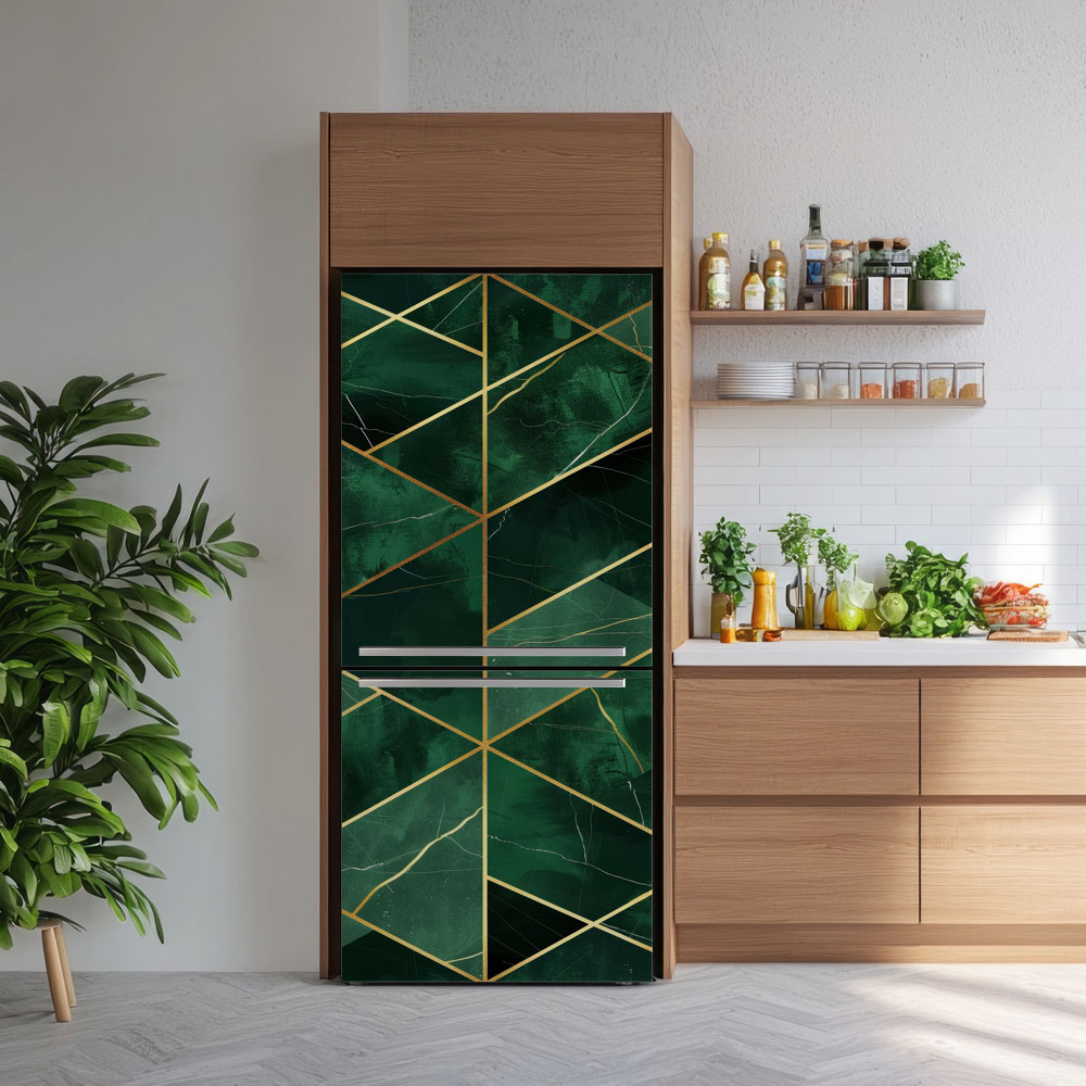 Αυτοκόλλητο ψυγείου GREEN AND GOLD GEOMETRICAL MARBLE