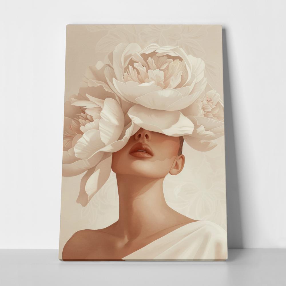 Πινακας σε καμβά WOMAN WITH PEONIES