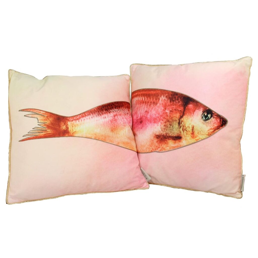 Μαξιλάρι Ψάρι Ροζ Polyester 45x45cm Σετ 2Τμχ