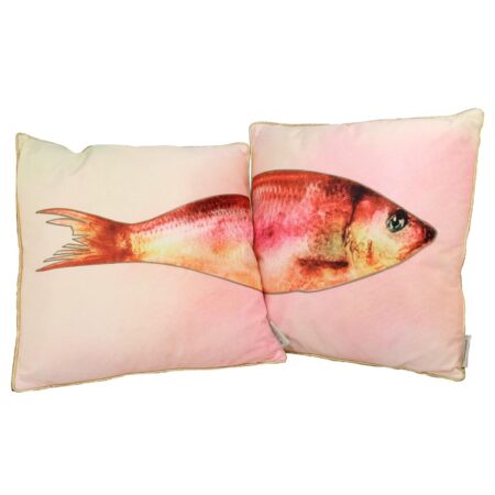 Μαξιλάρι Ψάρι Ροζ Polyester 45x45cm Σετ 2Τμχ - Διακοσμητικά Μαξιλάρια