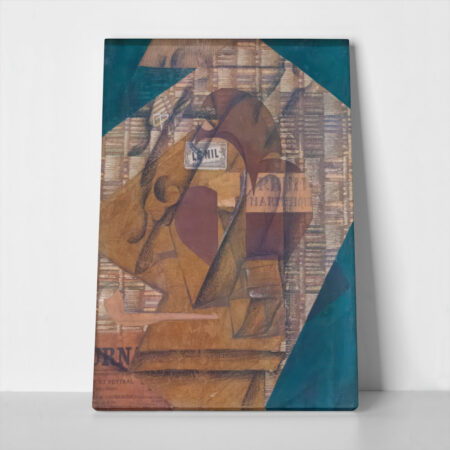 Πινακας σε καμβά JUAN GRIS - BOTTLE OF RUM AND NEWSPAPER