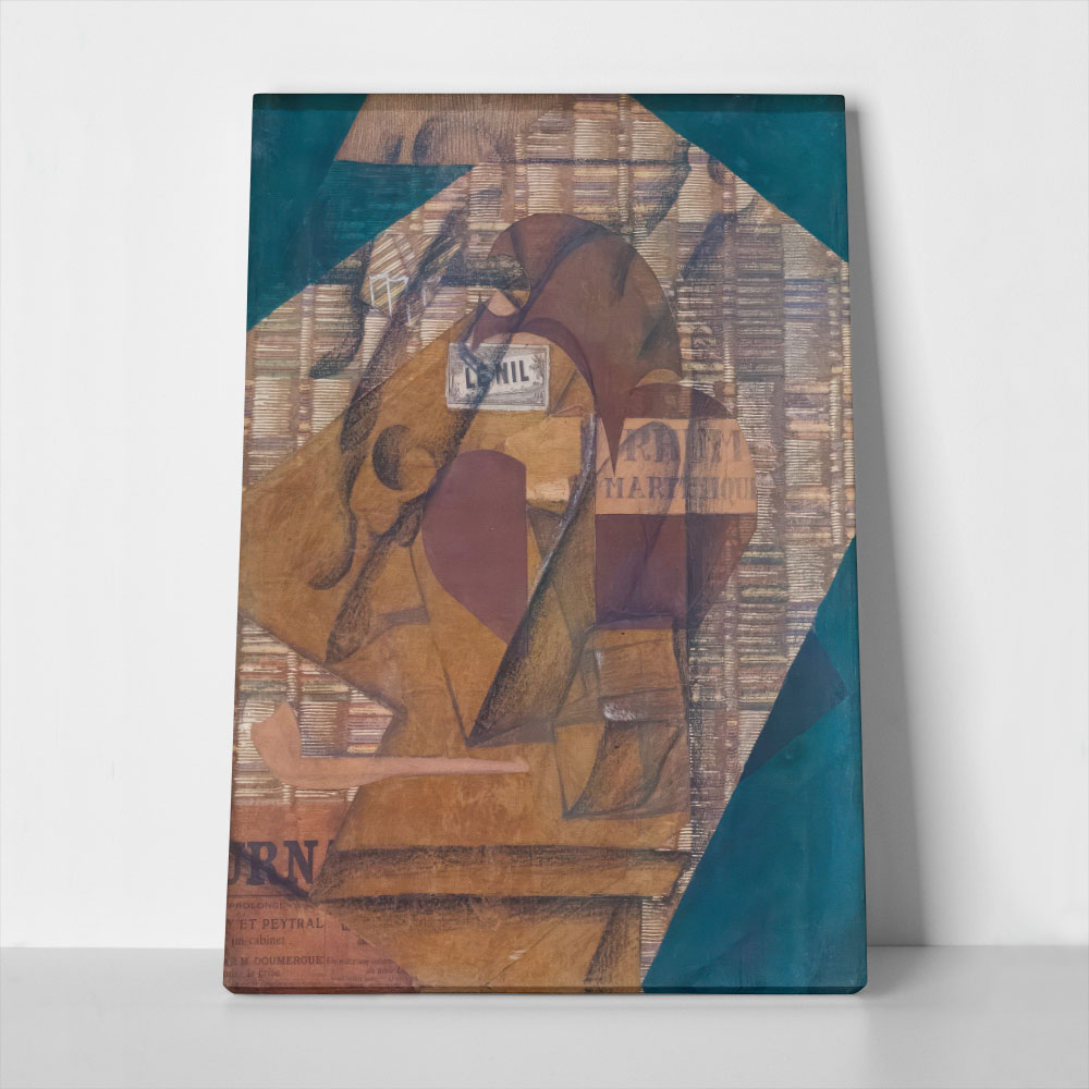 Πινακας σε καμβά JUAN GRIS - BOTTLE OF RUM AND NEWSPAPER
