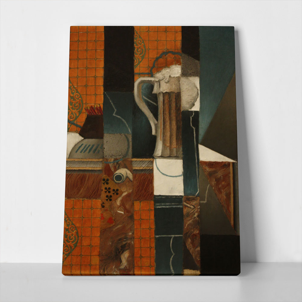 Πινακας σε καμβά JUAN GRIS - GLASS OF BEER AND PLAYING CARDS
