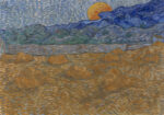 Πινακας σε καμβά VAN GOGH - LANDSCAPE WITH WHEAT SHEAVES AND RISING MOON