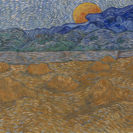 Πινακας σε καμβά VAN GOGH - LANDSCAPE WITH WHEAT SHEAVES AND RISING MOON - Vincent Van Gogh Sticky 5