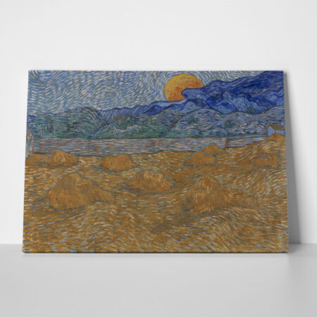 Πινακας σε καμβά VAN GOGH - LANDSCAPE WITH WHEAT SHEAVES AND RISING MOON - Vincent Van Gogh