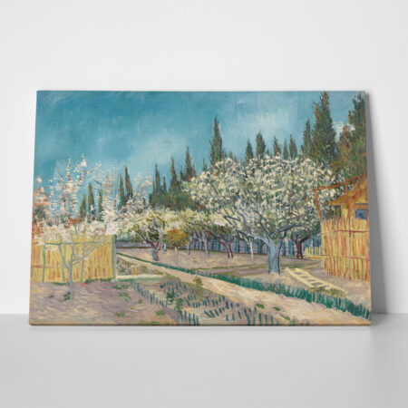 Πινακας σε καμβά VAN GOGH - ORCHARD BORDERED BY CYPRESSES - Vincent Van Gogh