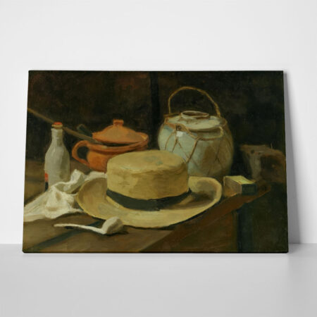 Πινακας σε καμβά VAN GOGH - STILL LIFE WITH YELLOW STRAW HAT - Vincent Van Gogh