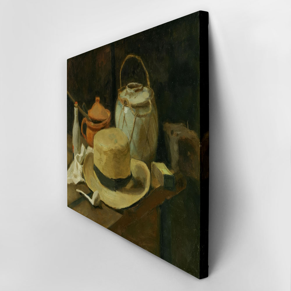 Πινακας σε καμβά VAN GOGH - STILL LIFE WITH YELLOW STRAW HAT