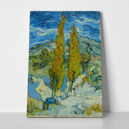 Πινακας σε καμβά VAN GOGH - TWO POPLARS IN THE ALPILLES NEAR SAINT-RÉMY - Vincent Van Gogh