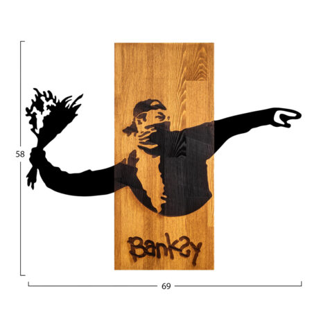 ΔΙΑΚΟΣΜΗΤΙΚΟ ΤΟΙΧΟΥ BANKSY HM4757-ΦΥΛΛΑ ΜΕΤΑΛΛΟΥ ΜΑΥΡΑ-ΞΥΛΟ 69x3(βάθος)x58Υεκ. - Διακοσμητικά Τοίχου Sticky 2